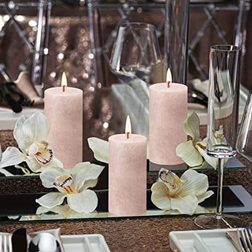 BOLSIUS 4 Pack Misty Pink Rustic Pillar Candles - 2 X 4 Inches - Premium European Quality - Natural Eco-Friendly Plant-Based Wax - Unscented Dripless Smokeless 30 Hour Party Décor and Wedding Candles