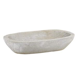 santa barbara design studio table sugar hand carved paulownia wood dough bowl, small, grey