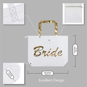 TOPDesign Wedding Gold Sequin Canvas Tote Bag, Bridal Shower Gifts for Bride Bag with an Internal Pocket, Top Zipper Closure, Bride