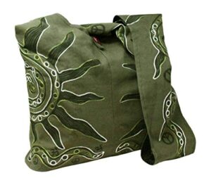 mandala crafts hippie bag – boho bag – hobo hippie purse – indie style hippie crossbody bag – bohemian sling shoulder bag green sun