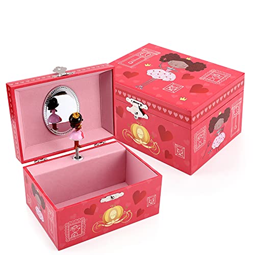 FALUOS Musical Jewelry Box with Spinning Cute Princess Music Box Jewel Storage Case Best Gift Toys for Girls