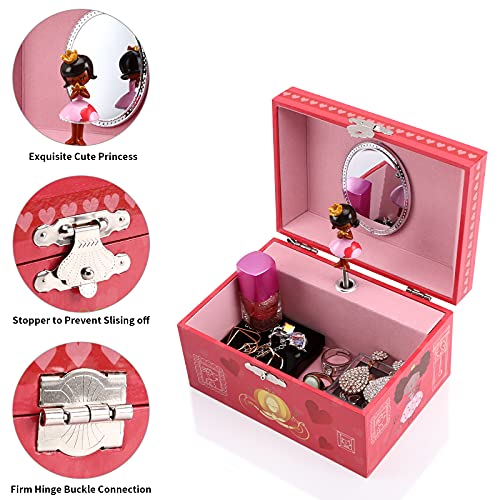 FALUOS Musical Jewelry Box with Spinning Cute Princess Music Box Jewel Storage Case Best Gift Toys for Girls