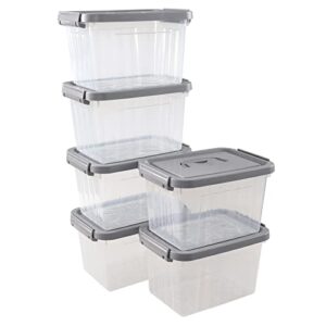 cadineus 6-pack 6 liter plastic boxes, clear storage bins with lids