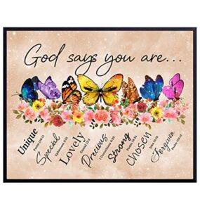 god says you are wall art – boho decor – christian inspirational encouragement gifts for women – bible verses, psalms, scripture wall decor – catholic religious gifts – positive motivational quotes