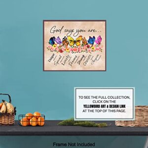 God Says You Are Wall Art - Boho Decor - Christian Inspirational Encouragement Gifts for Women - Bible Verses, Psalms, Scripture Wall Decor - Catholic Religious Gifts - Positive Motivational Quotes