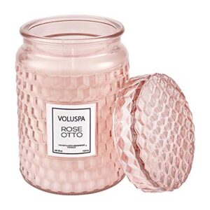 voluspa rose otto large jar candle | 18 oz | all natural wicks and coconut wax for clean burning