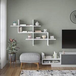 ada home decor warren modern white wall shelf 32.5” h x 59” w x 8.5” d/wall storage/shelving unit