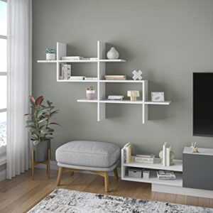 Ada Home Decor Warren Modern White Wall Shelf 32.5'' H x 59'' W x 8.5'' D/Wall Storage/Shelving Unit