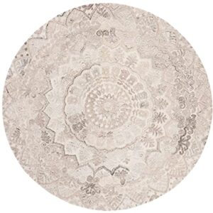 SAFAVIEH Marquee Collection 4' Round Beige/Ivory MRQ110B Handmade Mandala Medallion Wool Area Rug