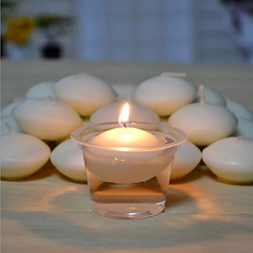 30 Pieces Tea Wax ,Unscented Floating Candles,Smokeless Floating Water Candle for Wedding Party Pool SPA Valentine's Day Bathtub Dinner Christmas Party Decoration (White)