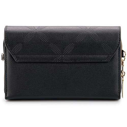 PAULO SERINI® Crossbody bag for women - Shoulder bag made of 100% vegan leather - Cell phone clutch purse with 2 compartments & zipper - Wristlet wallet with 2 adjustable straps - Onyx Black