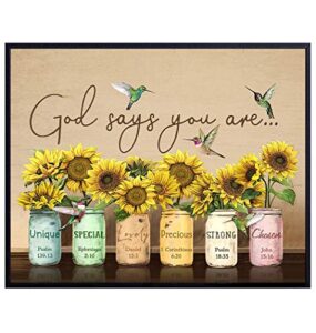 god says you are wall art – christian affirmations – religious encouragement gifts for women – inspirational, psalms, bible verses, scripture wall decor – catholic gifts – motivational positive quotes