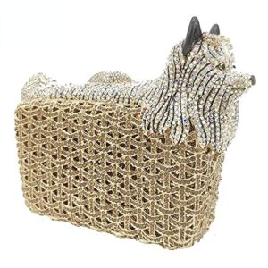boutique de fgg puppy evening bags and clutches for women formal party poodle dog crystal clutch purse wedding handbag (small,gold&silver ab)