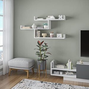 Ada Home Decor Wilton Modern White Wall Shelf 26'' H x 47'' W x 9'' D/Wall Storage/Shelving Unit