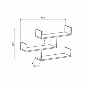 Ada Home Decor Wilton Modern White Wall Shelf 26'' H x 47'' W x 9'' D/Wall Storage/Shelving Unit