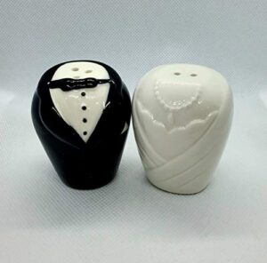 generic, bride and groom ceramic salt & pepper shakers wedding favor gift