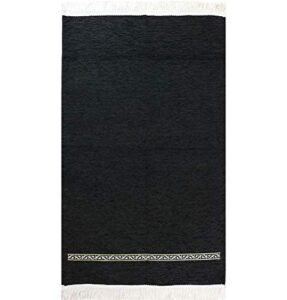 modefa turkish islamic prayer rug – chenille praying mat sajada for men and women – traditional muslim praying carpet janamaz – ramadan or eid gift – luxury woven meccan (black simple)