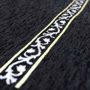 Modefa Turkish Islamic Prayer Rug - Chenille Praying Mat Sajada for Men and Women - Traditional Muslim Praying Carpet Janamaz - Ramadan or Eid Gift - Luxury Woven Meccan (Black Simple)