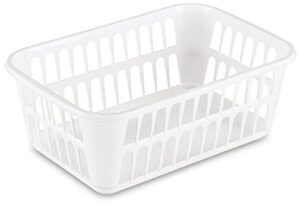 tribello plastic bin baskets for organizing, white storage tray, high 11 x 8 x 4 – pack of 4 – made in usa