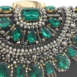 Boutique De FGG Green Beaded Evening Bags and Clutches for Women Formal Party Handbags Bridal Crystal Clutch Purse