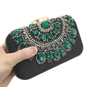 Boutique De FGG Green Beaded Evening Bags and Clutches for Women Formal Party Handbags Bridal Crystal Clutch Purse