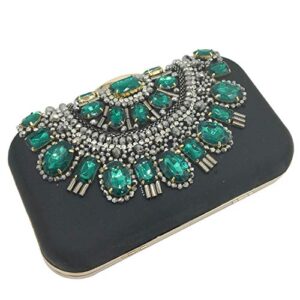 Boutique De FGG Green Beaded Evening Bags and Clutches for Women Formal Party Handbags Bridal Crystal Clutch Purse