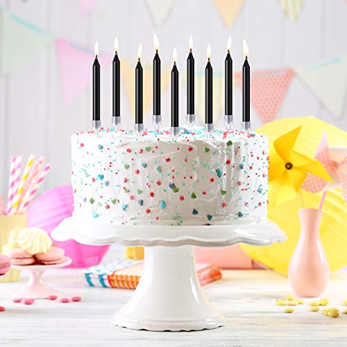 Birthday Cake Candles 24 Pieces Party Candles Suit for Most Occasions (Black,0.5 x 5.5cm)