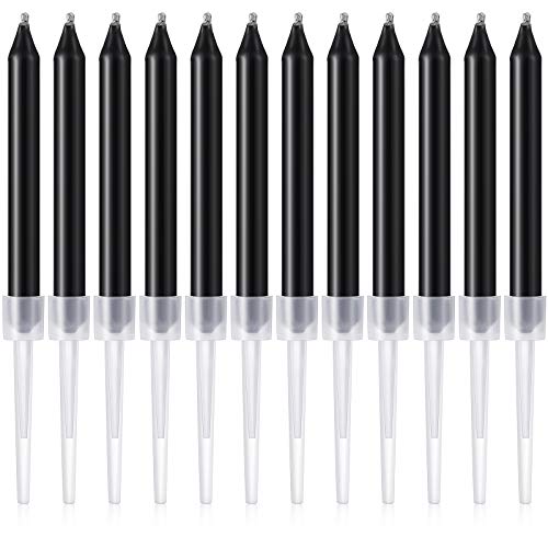 Birthday Cake Candles 24 Pieces Party Candles Suit for Most Occasions (Black,0.5 x 5.5cm)