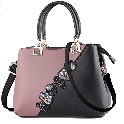 ELDA Purses and Handbags for Women Embroidery Top Handle Satchel Fashion Ladies Shoulder Bag Tote Purse Messenger Bags