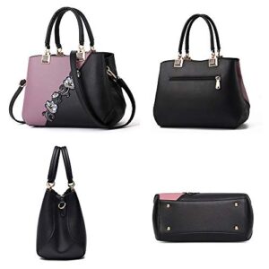ELDA Purses and Handbags for Women Embroidery Top Handle Satchel Fashion Ladies Shoulder Bag Tote Purse Messenger Bags