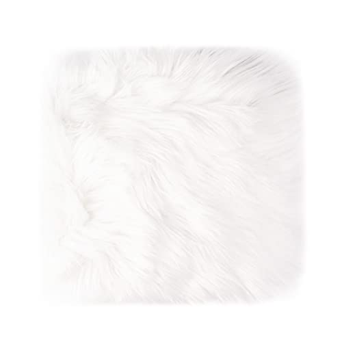 Small Product Photo Background & Luxury Photo Props, 12 Inches Small Square Faux Fur Sheepskin Cushion Fluffy Plush Area Rug, Great for Tabletop Photography, Jewelry, Nail Art, Home Decor (White)