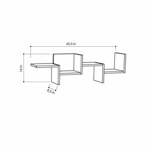 Ada Home Decor Watson Modern Mustard Wall Shelf 14'' H x 45.5'' W x 8.5'' D/Wall Storage/Shelving Unit