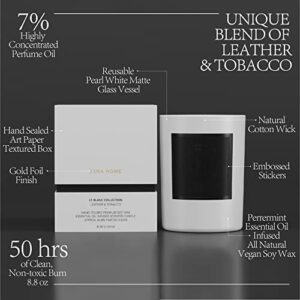 ESNA HOME Leblanc Leather & Tobac Premium Aromatherapy Scented Candles | Mom Will Love | All Natural Essential Oils Soy Candles | 8.8oz 50 Hours Long Burning | Premium Votive Candle Mother’s Day