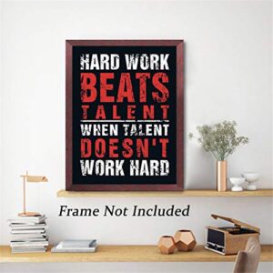 HPNIUB Inspirational Quotes Art Prints, Set of 4 (8”X10”), Chalkboard Motivational Canvas Poster, Hard Work Painting Be Strong Be Brave Wall Art for Classroom Kids Teens Bedroom Office, No Frame