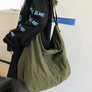 Large Canvas Shoulder Bag for Women with Zipper Hobo Bag Fashion Tote Purse Cute Crossbody Bag School Bag