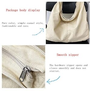 Large Canvas Shoulder Bag for Women with Zipper Hobo Bag Fashion Tote Purse Cute Crossbody Bag School Bag