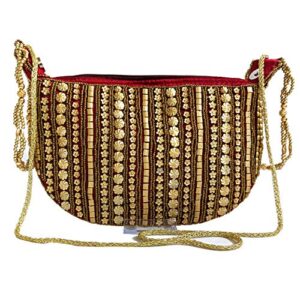 CRAFT BAZAAR Women Handmade Multi Style Crossbody Triangle Wristlet Purse, Indian Bridal Potli Bag