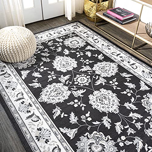 JONATHAN Y MDP505D-8 Cherie French Cottage 8 ft. x 10 ft. Area Rug, Vintage, Bohemian, Transitional, Traditional, Office, Living Room, Family Room, Dining Room, Bedroom, Black/Cream