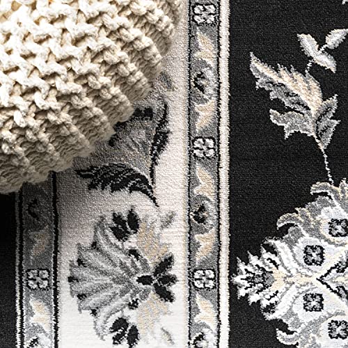 JONATHAN Y MDP505D-8 Cherie French Cottage 8 ft. x 10 ft. Area Rug, Vintage, Bohemian, Transitional, Traditional, Office, Living Room, Family Room, Dining Room, Bedroom, Black/Cream