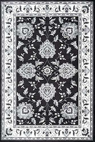 JONATHAN Y MDP505D-8 Cherie French Cottage 8 ft. x 10 ft. Area Rug, Vintage, Bohemian, Transitional, Traditional, Office, Living Room, Family Room, Dining Room, Bedroom, Black/Cream