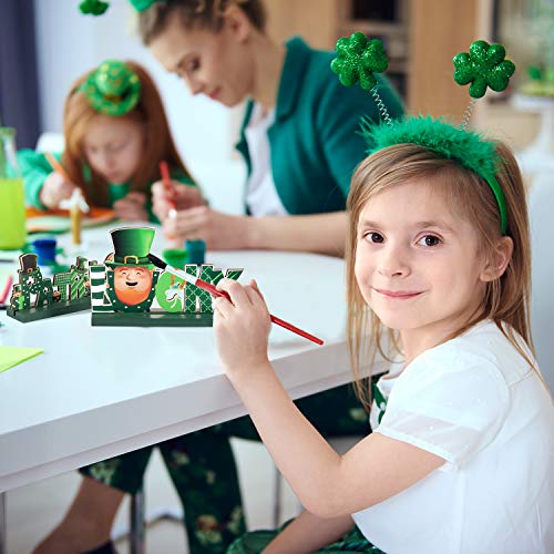 2 St. Patrick Table Decorations, Lucky Table Centerpiece Cute Leprechaun Shamrock Sign Wooden St. Patrick Happy for Dinner Party Coffee Irish Table Topper, 5.9 x 2.55 Inch