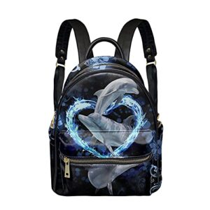 fkelyi animal dolphin print backpack purse for women cute mini backpack shoulder bags ladies satchel handbag
