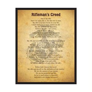 “rifleman’s creed” marine corps wall art sign -8×10″ distressed typographic poster print-ready to frame. perfect military decor for home-office-garage-cave-shop. great gift for all marines. semper fi.