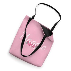 Custom Maggie Gift Personalized Name Flowers Floral Pink Tote Bag