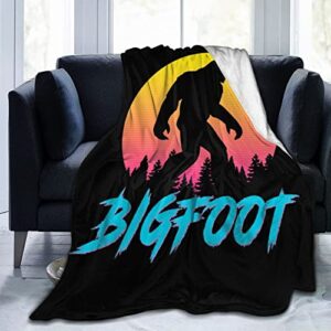 retro 1980s bigfoot sasquatch adult kids fleece blanket throw blanket ultra-soft micro fleece blanket for bed living room 80″x60″