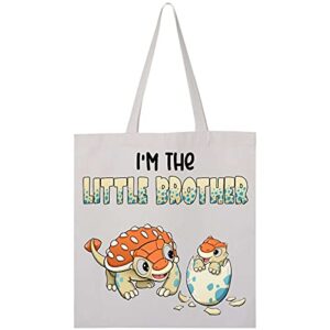 inktastic i’m the little brother ankylosaurus bros tote bag white 3e829