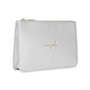 katie loxton be the sparkle womens structured vegan leather fashion pouch clutch bag silver