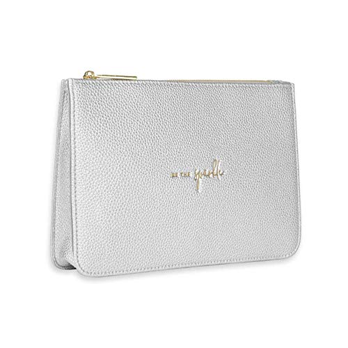 KATIE LOXTON Be the Sparkle Womens Structured Vegan Leather Fashion Pouch Clutch Bag Silver