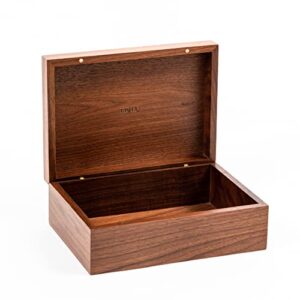 Wooden Box with Hinged Lid - Large Wood Storage Box with Magnetic Lid - Rectangle Wooden Storage Box - Brown keepsake Box- Decorative Wood Box with lids - Stash Boxes - Walnut Finish