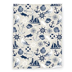 nautical anchor soft throw blanket all season microplush warm blankets lightweight tufted fuzzy flannel fleece throws blanket for bed sofa couch